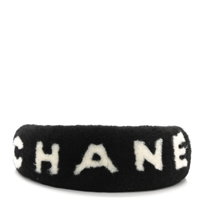Chanel Shearling Logo Headband Black White 5 of 5