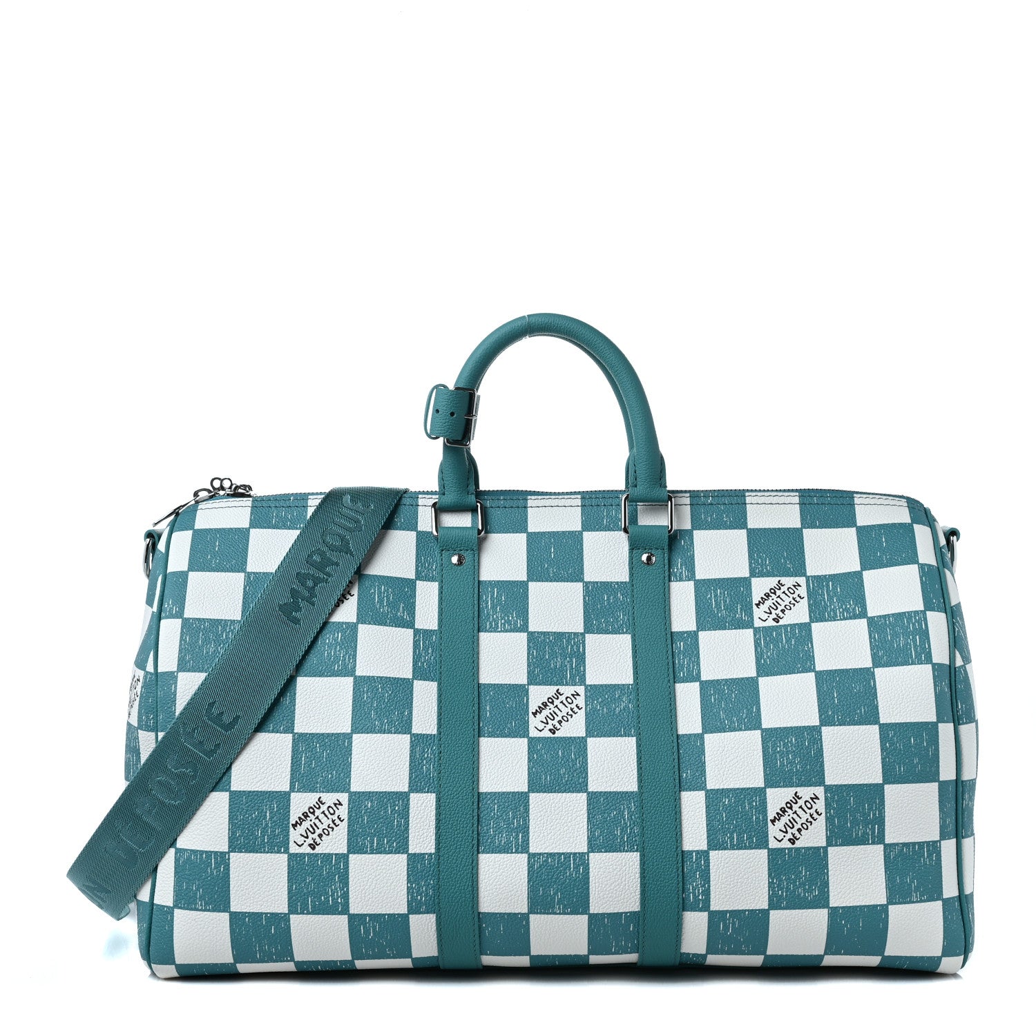 Louis Vuitton Calfskin Damier Keepall Bandouliere 45 Teal 1 of 8