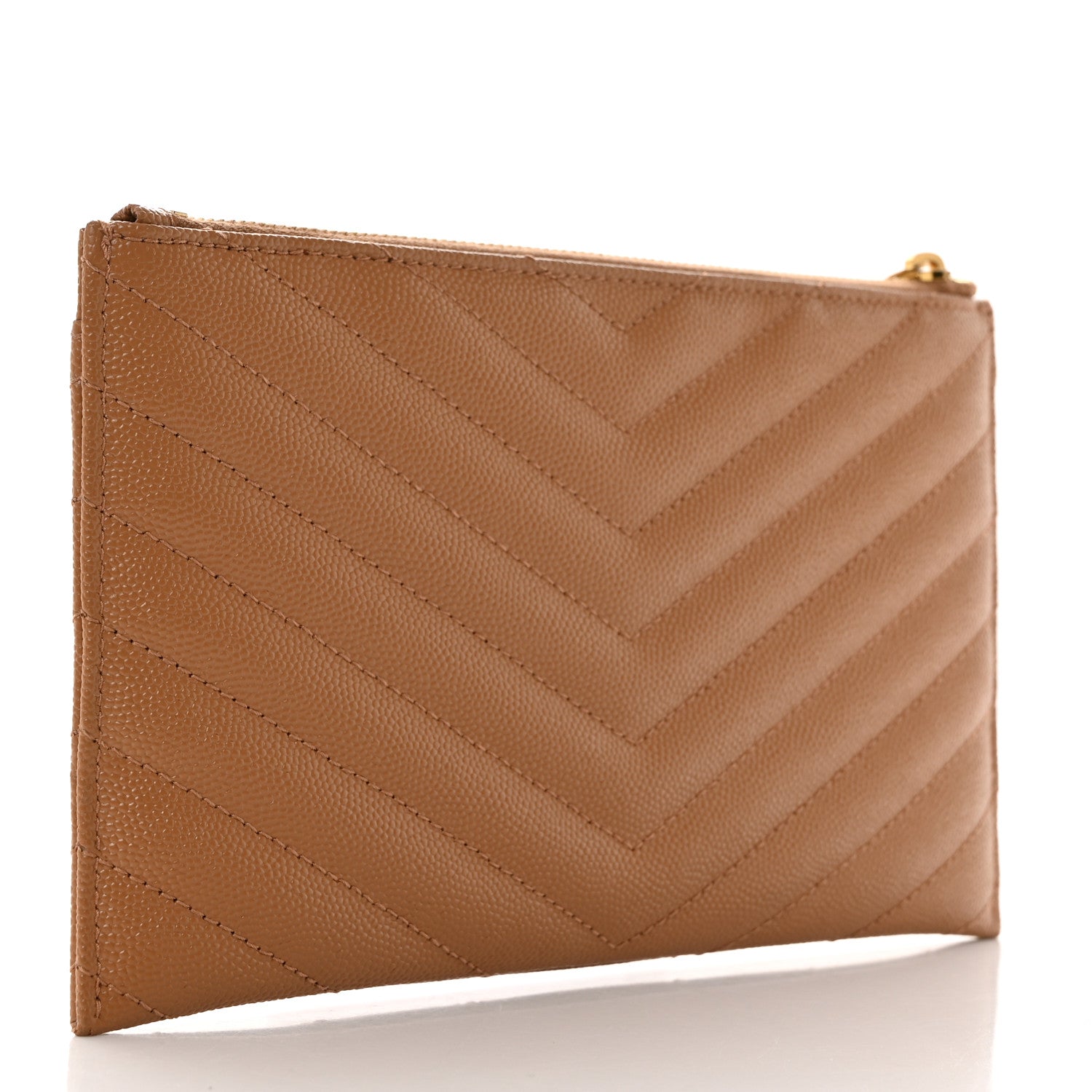 Saint Laurent Grain De Poudre Chevron Monogram Bill Pouch Dune 3 of 8