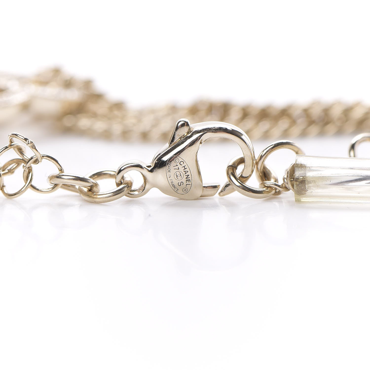 Chanel Resin Crystal CC Chain Camellia Bracelet Gold 4 of 5