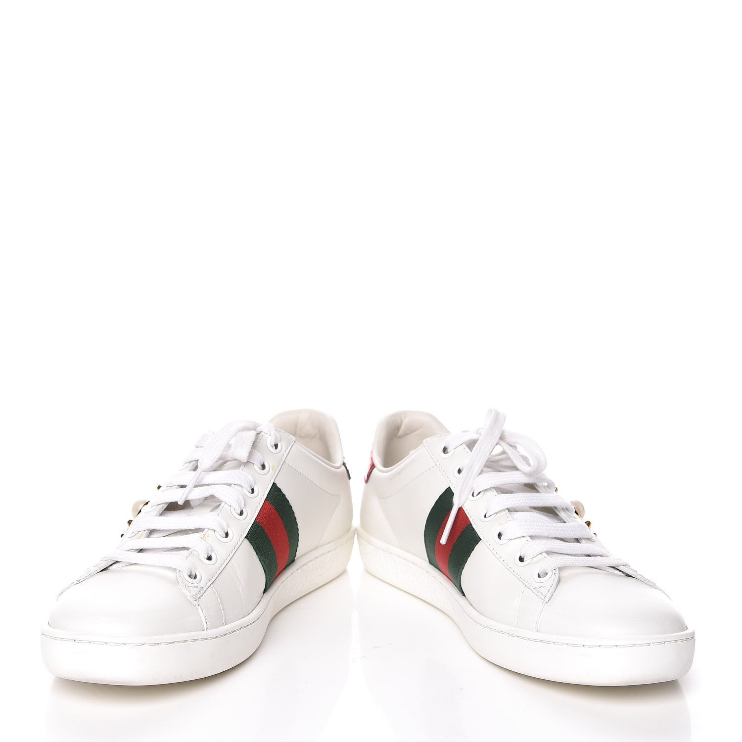 Gucci Calfskin Web Pearl Studded Womens Ace Sneakers 36 White 5 of 22