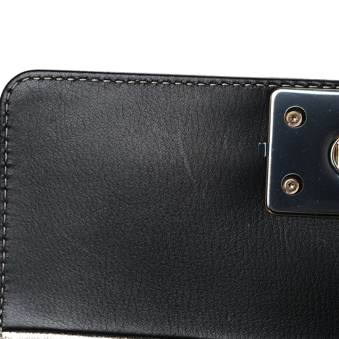 Metallic Goatskin Calfskin Small Boy Flap Gold Black