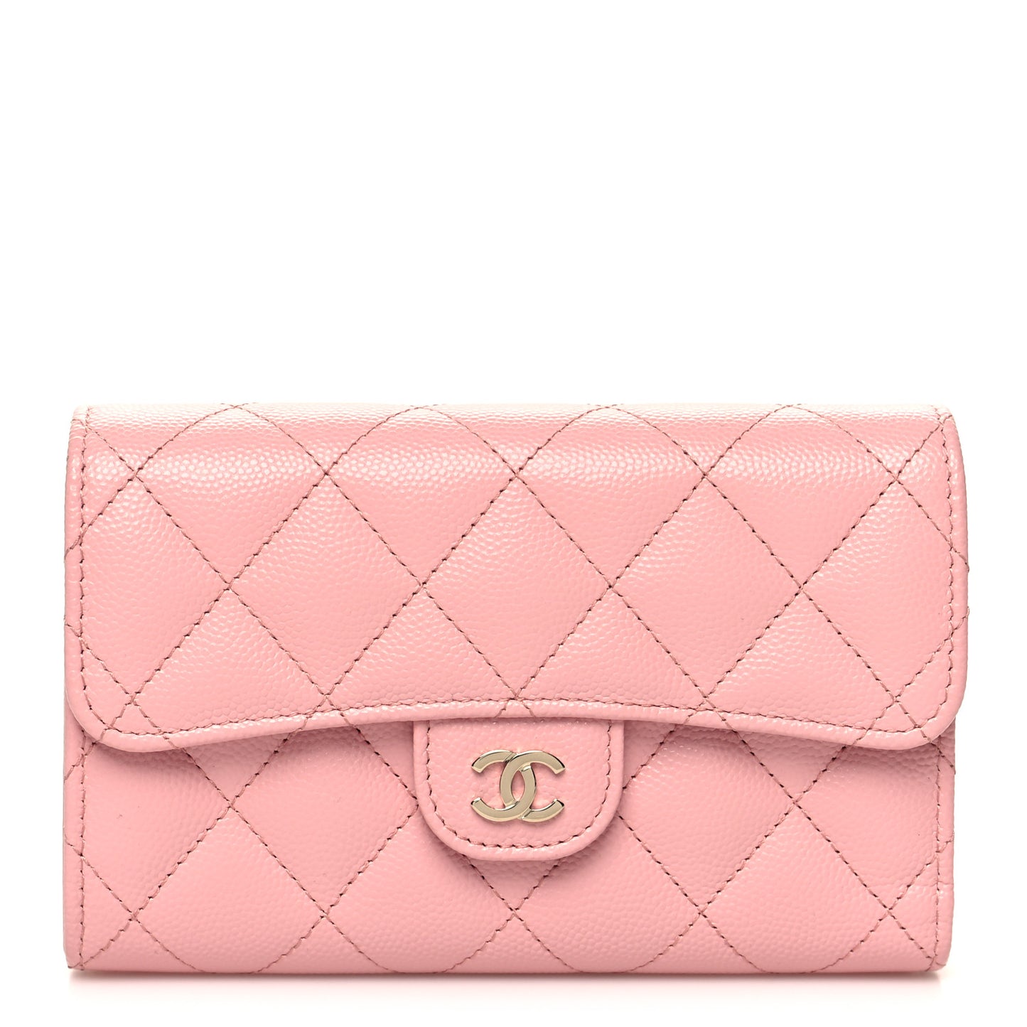 Caviar Quilted Medium Flap Wallet Pink