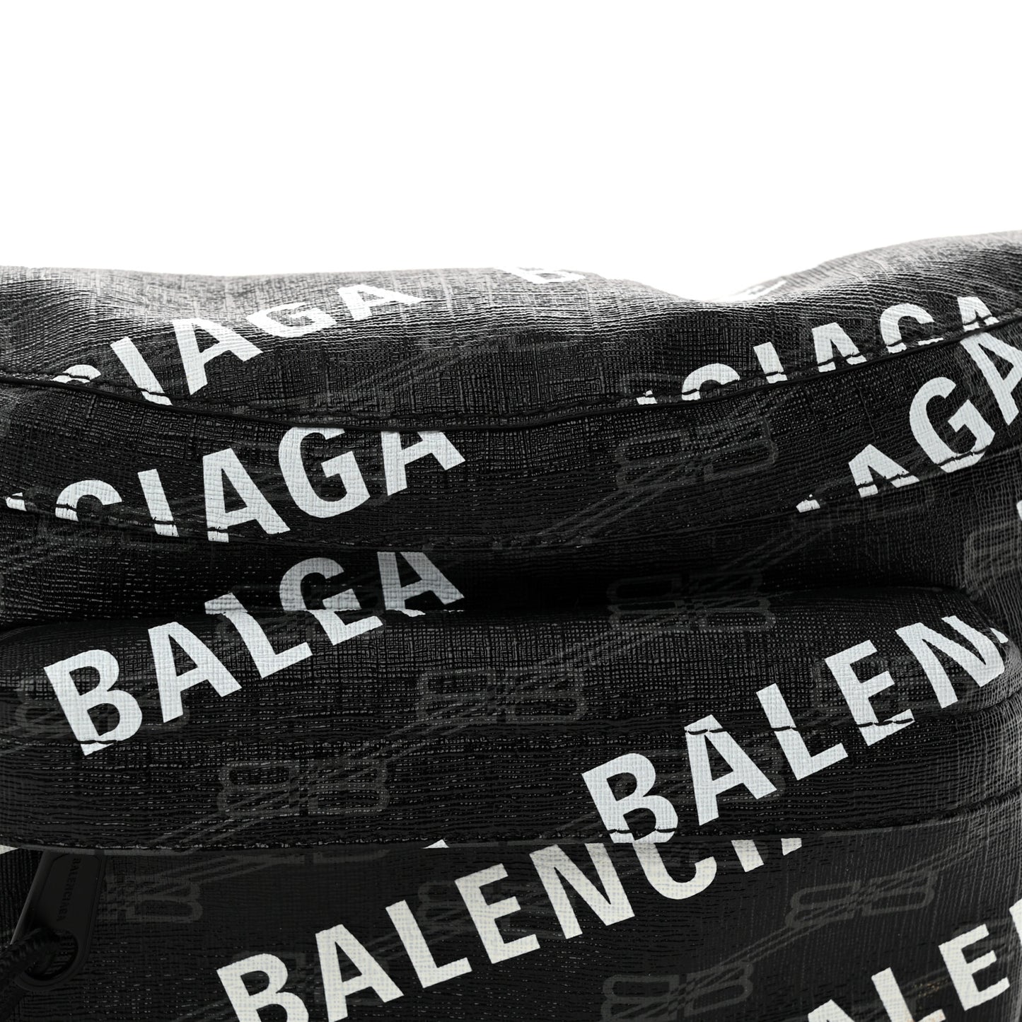 Coated Canvas BB Monogram Allover Logo Medium Signature Beltpack Black Grey White Black Grey White