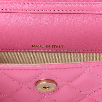 Chanel Lambskin Quilted Pearl Crush Clutch With Chain Pink 6 of 11
