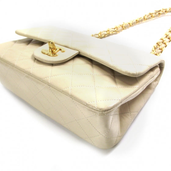 Lambskin Medium Double Flap Beige