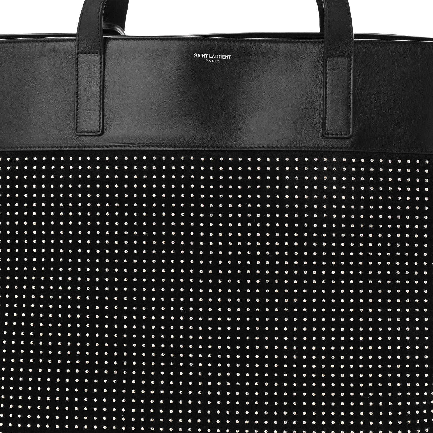 Saint Laurent Calfskin Suede Studded Reversible East West Shopping Tote Black 9 of 12