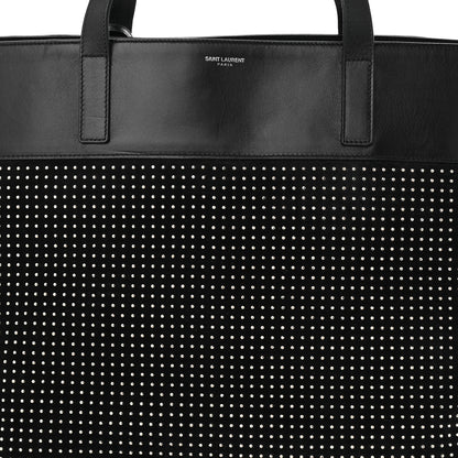 Saint Laurent Calfskin Suede Studded Reversible East West Shopping Tote Black 9 of 12