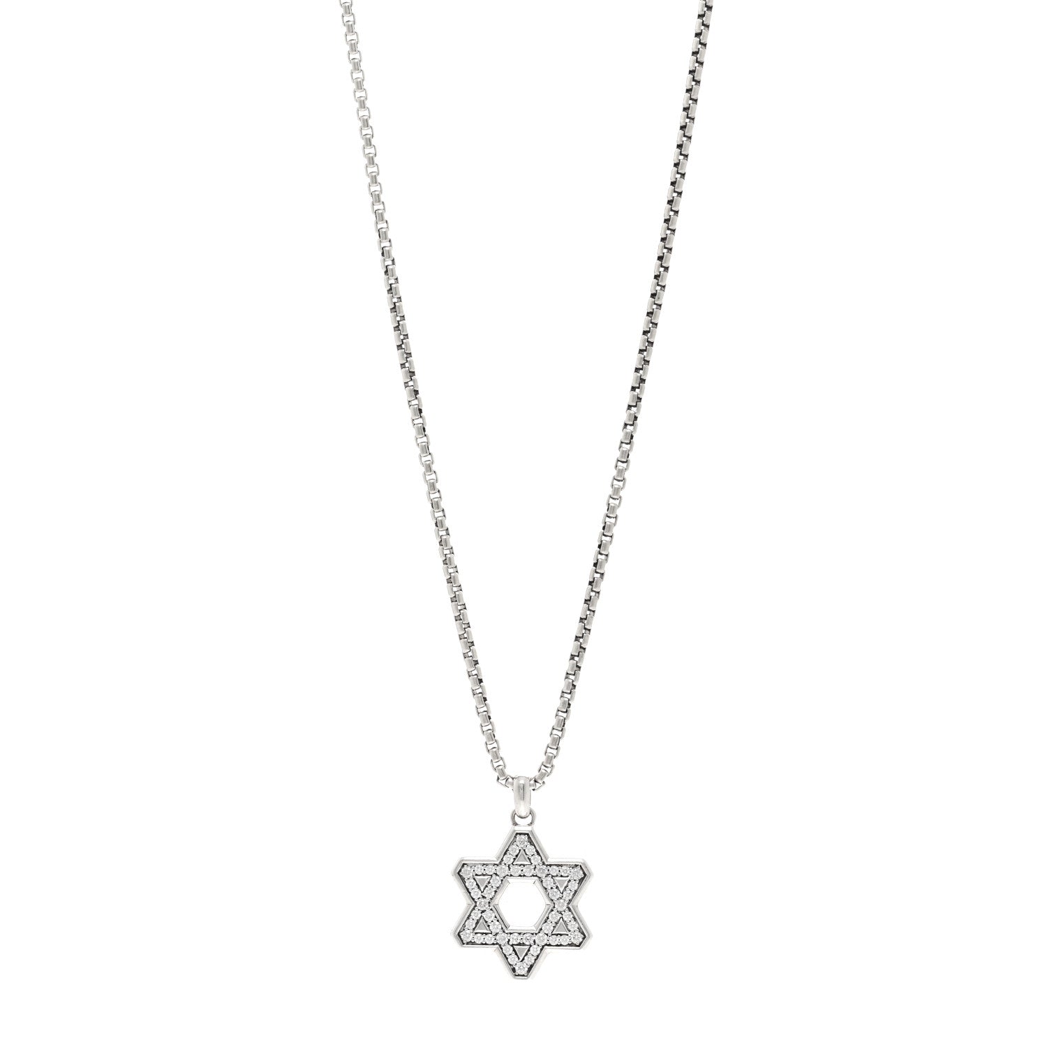 David Yurman Sterling Silver Diamond Star of David Pendant Necklace 1 of 5