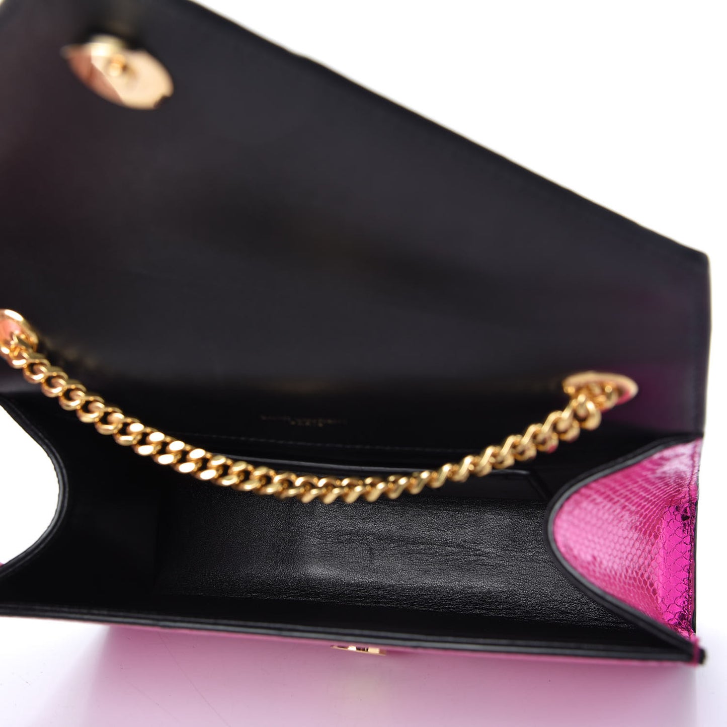 Metallic Ayers Monogram Shoulder Bag Shiny Fuxia