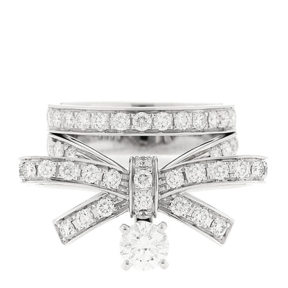 Chanel 18K White Gold Diamond Ruban Suspended Solitaire Ring 49 5 1 of 5