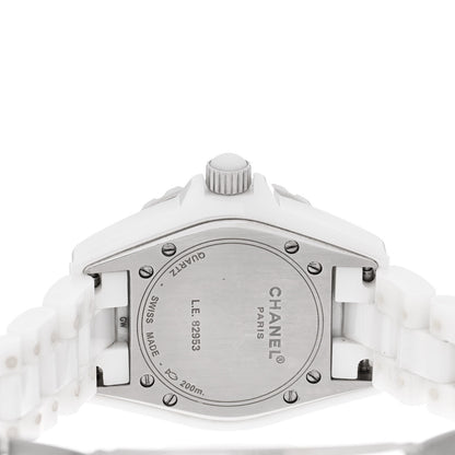 Chanel Stainless Steel Ceramic Diamond 33mm J12 Quartz Watch White 4 of 4