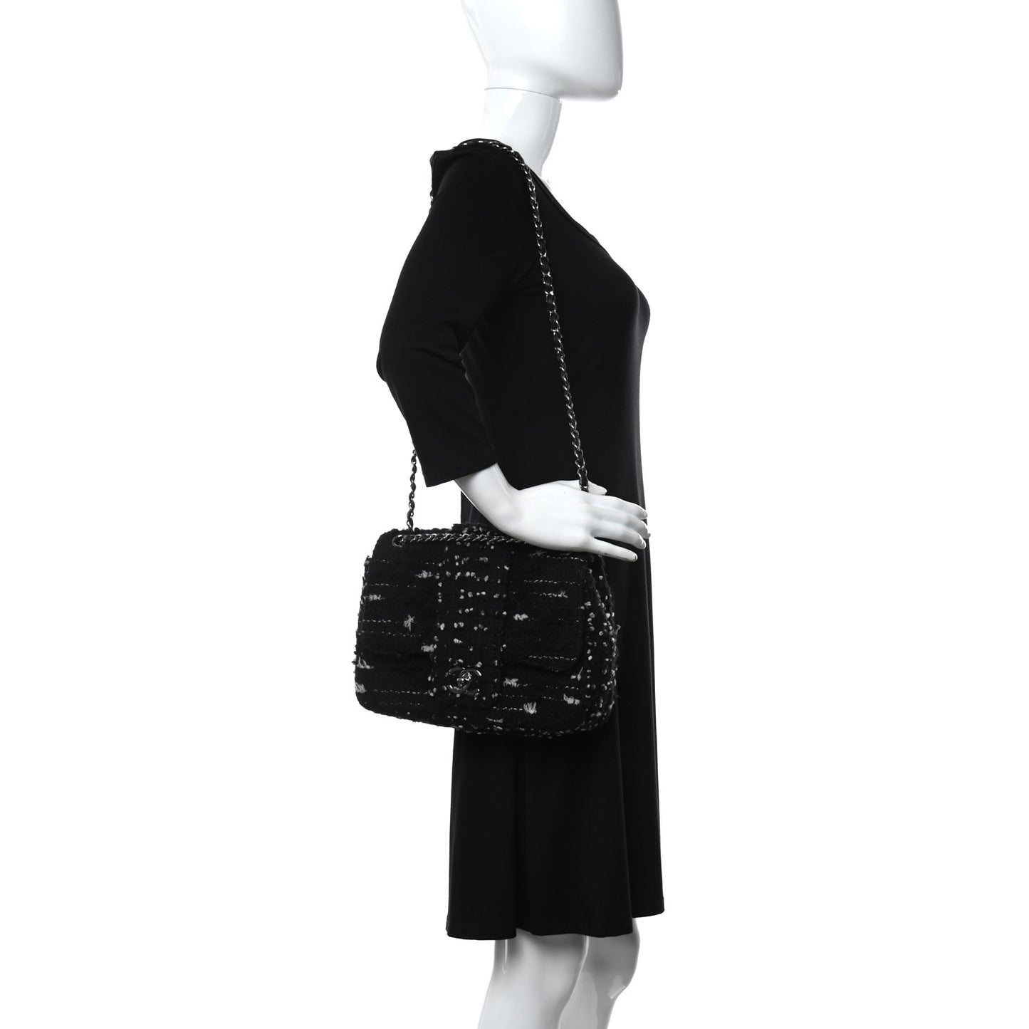 Tweed Elementary Chic Flap Black White