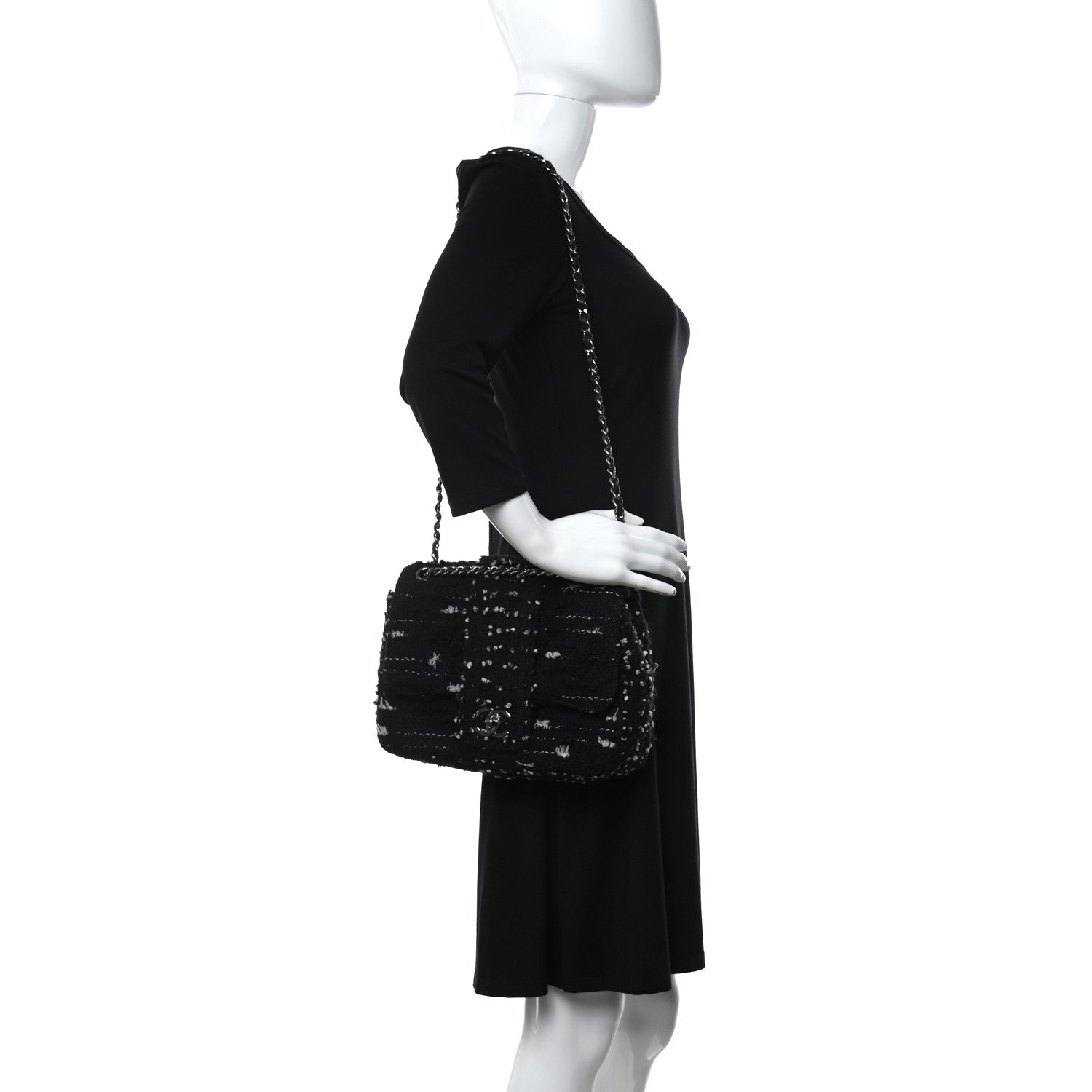 Chanel Tweed Elementary Chic Flap Black White 3 of 11