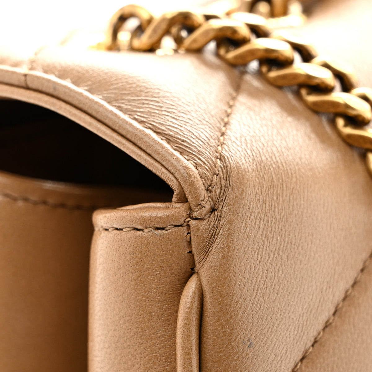 Saint Laurent Lambskin Chevron Quilted Large LouLou Natural Tan 15 of 15