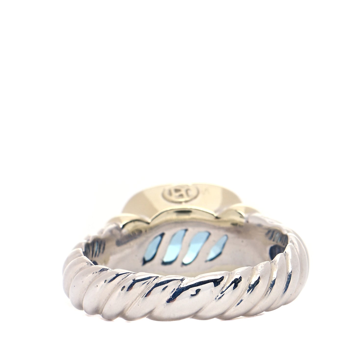 Sterling Silver 14K Yellow Gold Blue Topaz 10mm Noblesse Ring 54 7