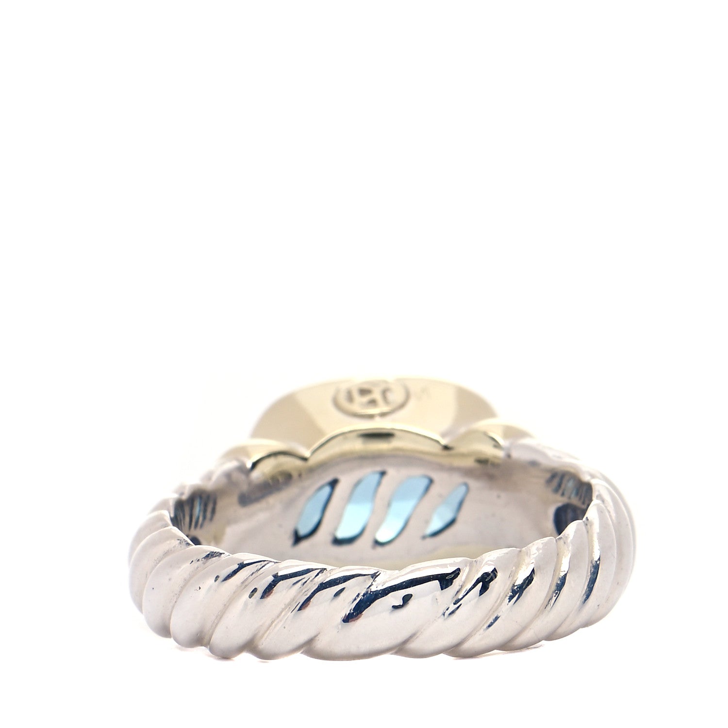 David Yurman Sterling Silver 14K Yellow Gold Blue Topaz 10mm Noblesse Ring 54 7 3 of 5