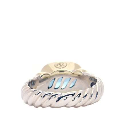 David Yurman Sterling Silver 14K Yellow Gold Blue Topaz 10mm Noblesse Ring 54 7 3 of 5
