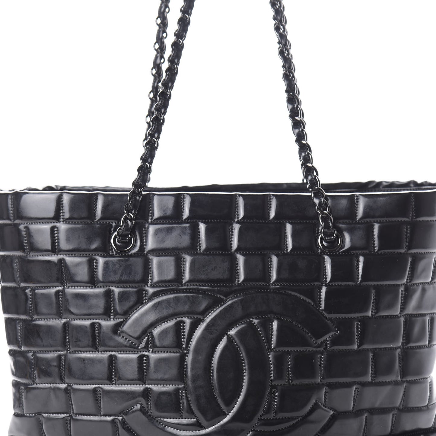 Vinyl Quilted Frozen Shopping Tote Black