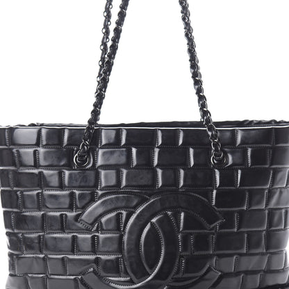 Chanel Vinyl Quilted Frozen Shopping Tote Black 10 of 12
