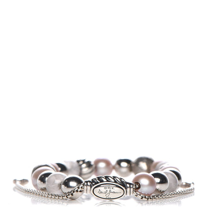 David Yurman Sterling Silver Pink Pearl Rose Quartz 8mm Spiritual Bead Bracelet 1 of 5