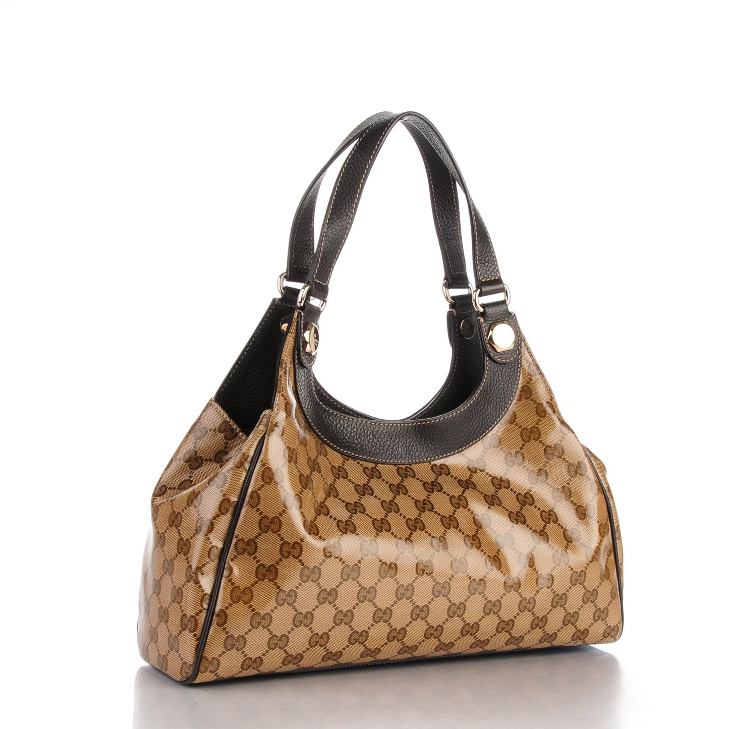 Crystal Monogram Medium Charmy Shoulder Bag Dark Brown