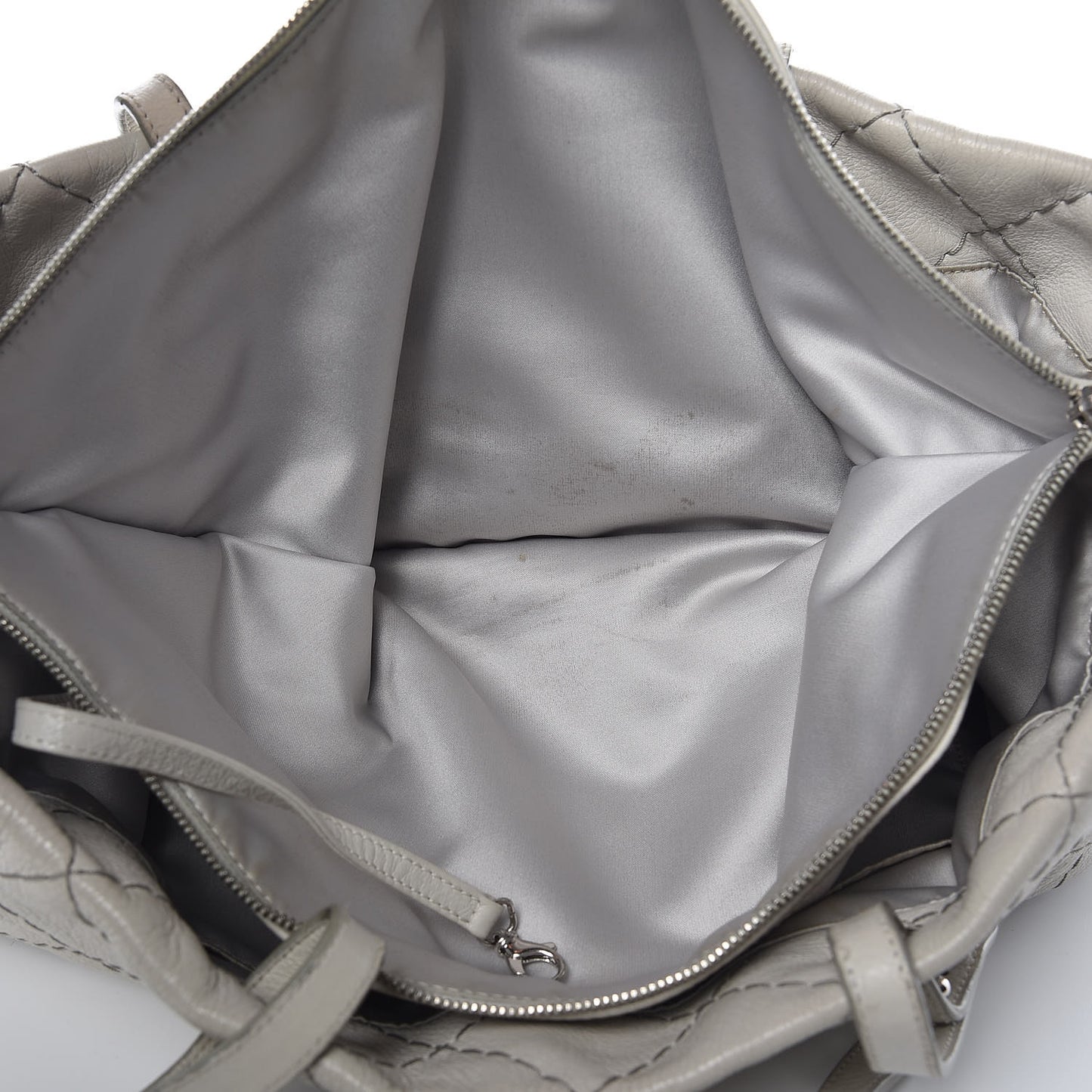 Glazed Calfskin Large On The Road Tote Light Grey