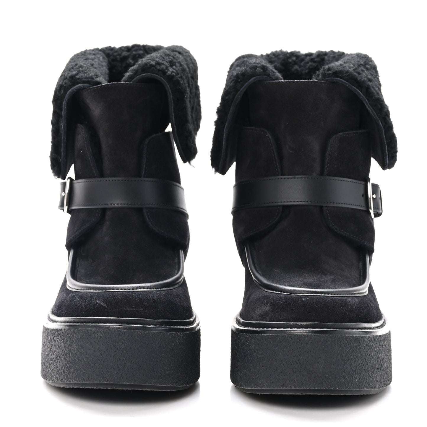 Suede Shearling Womens Hemisphere Ankle Boots 38 Black