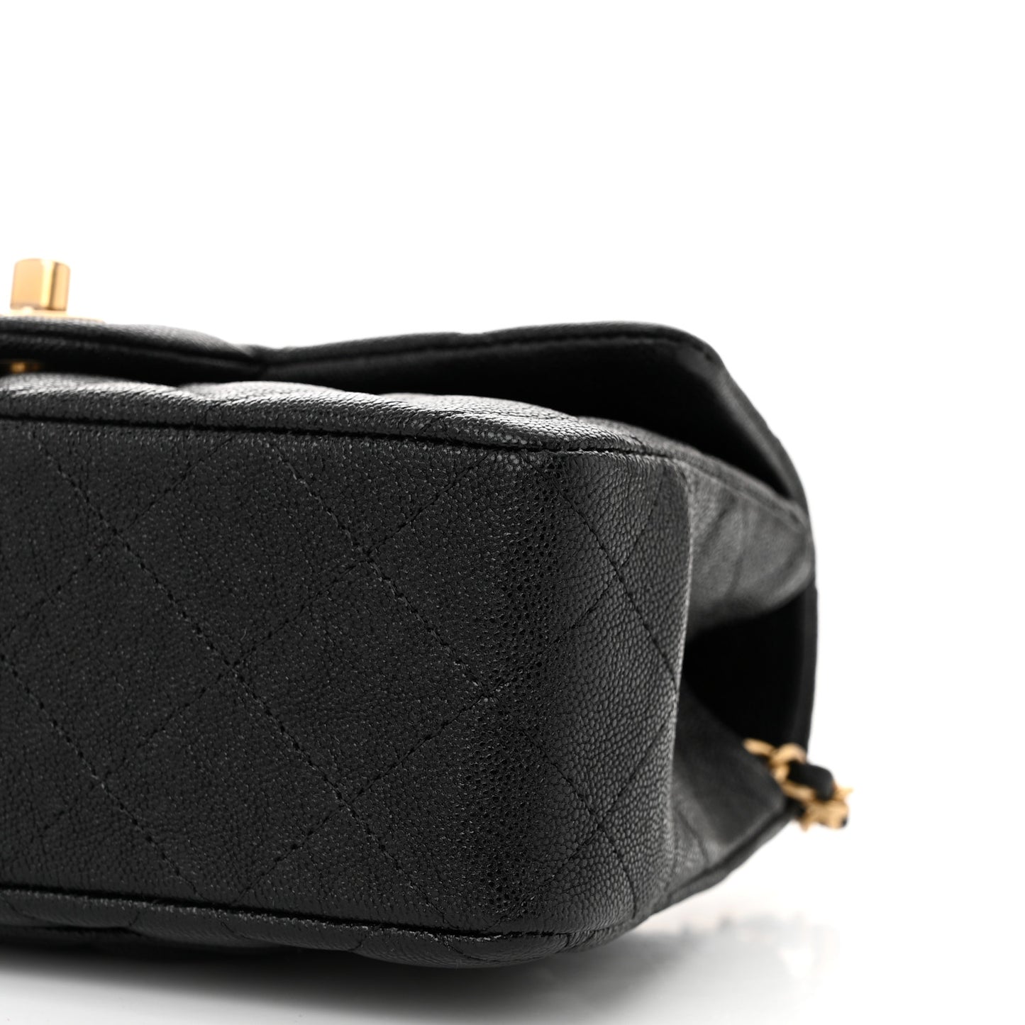 Caviar Quilted Mini Top Handle Rectangular Flap Black