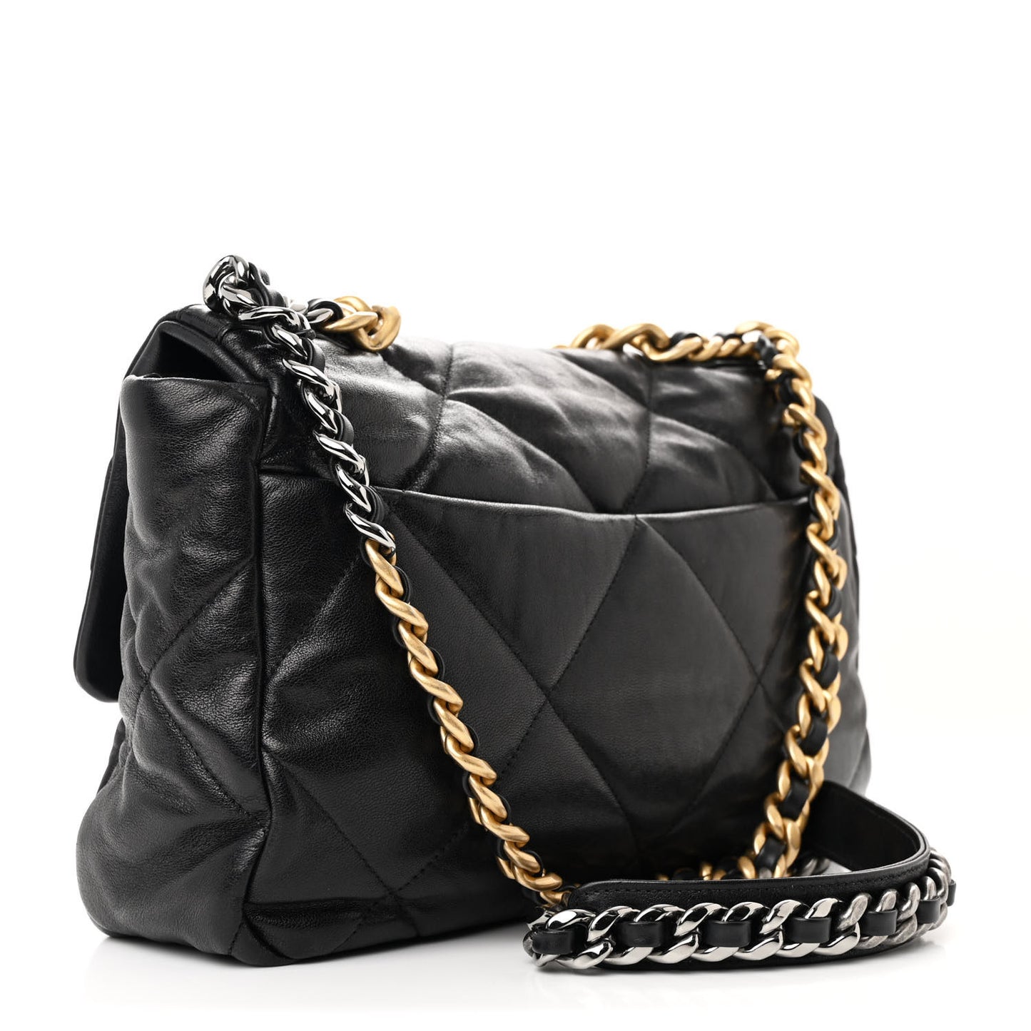 Goatskin Quilted Large Chanel 19 Flap Black