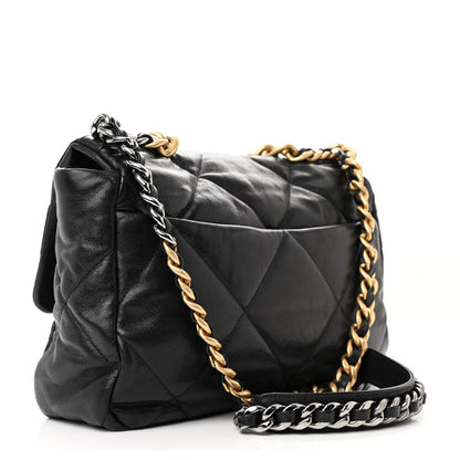 Chanel Goatskin Quilted Large Chanel 19 Flap Black 3 of 12
