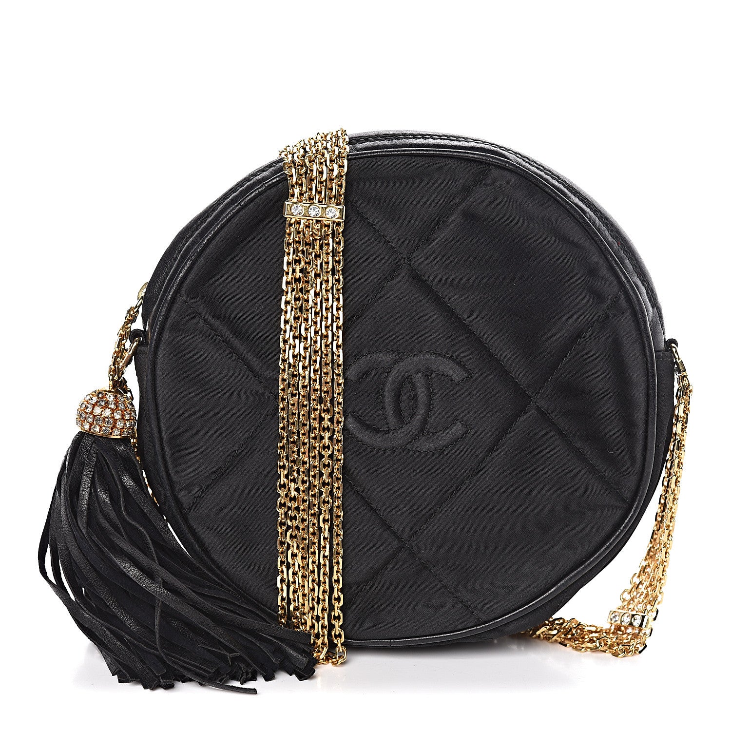 Chanel Satin CC Tassel Crossbody Bag Black 1 of 11