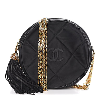 Chanel Satin CC Tassel Crossbody Bag Black 1 of 11