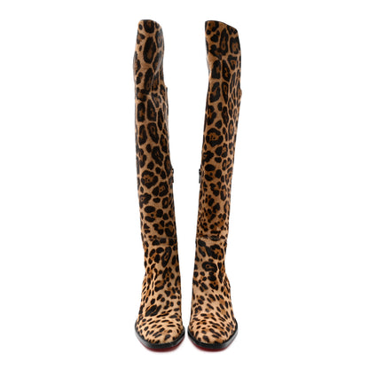 Christian Louboutin Pony Hair Morgan 70 Over The Knee Boots 38 Leopard 2 of 10