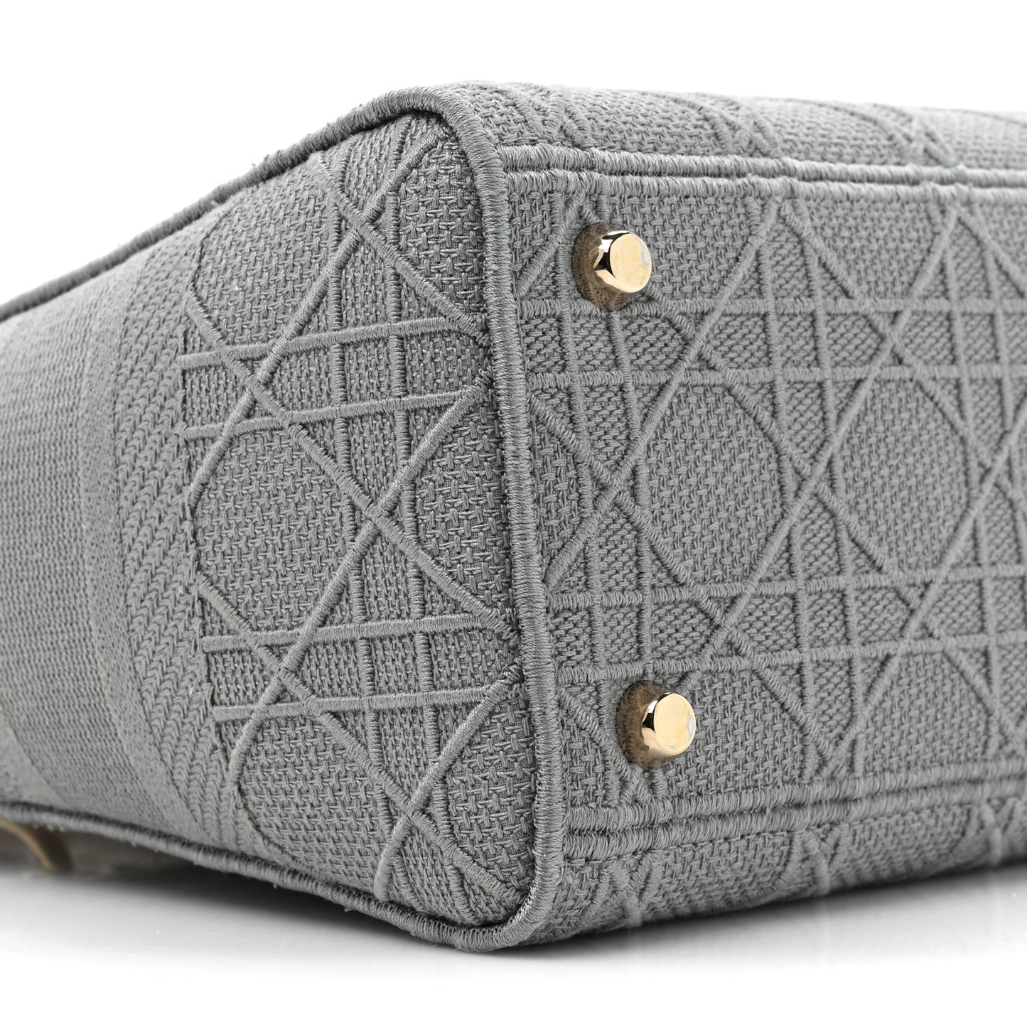 CHRISTIAN DIOR Canvas Embroidered Cannage Medium Lady D-Lite Gray