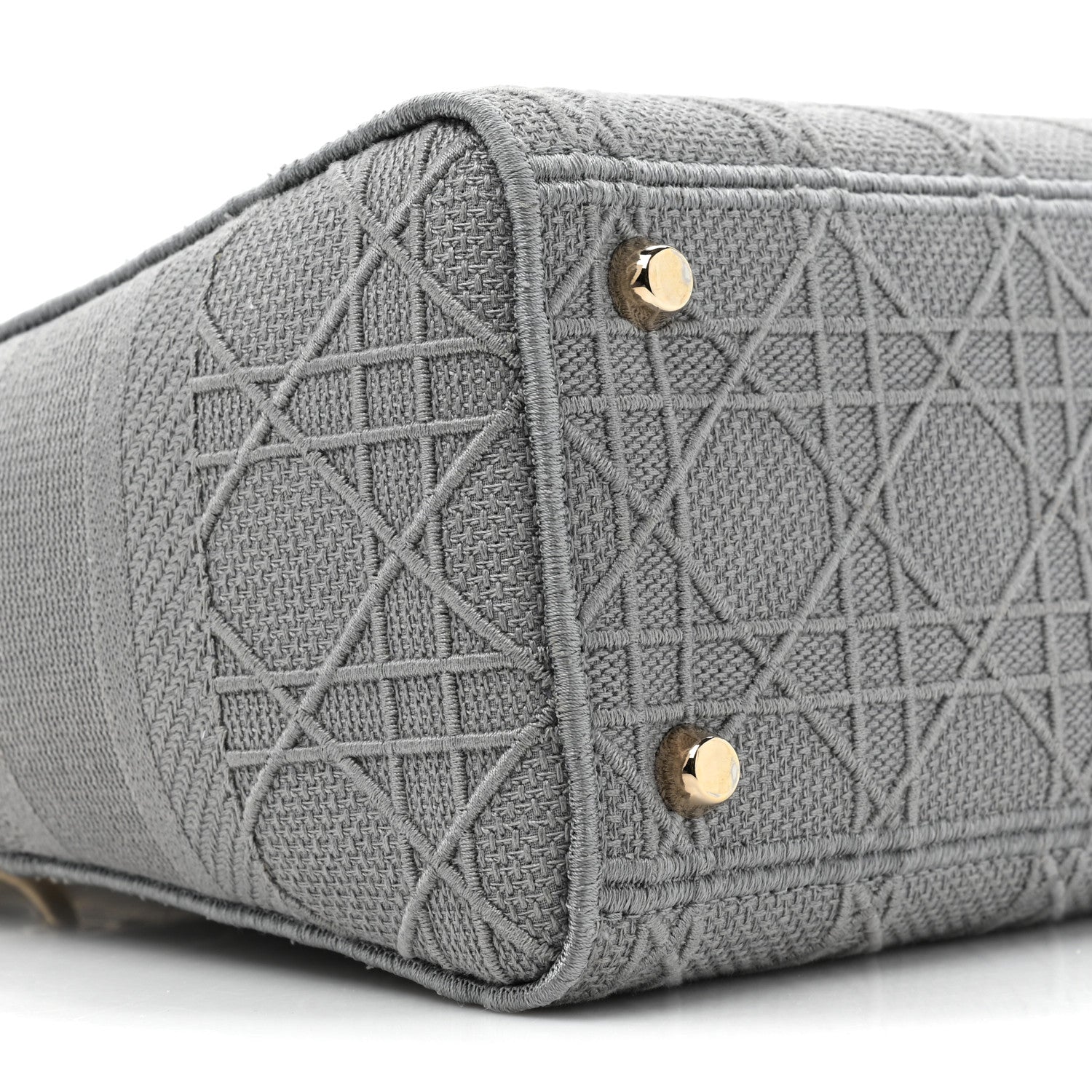Christian Dior CHRISTIAN DIOR Canvas Embroidered Cannage Medium Lady D-Lite Gray 8 of 12
