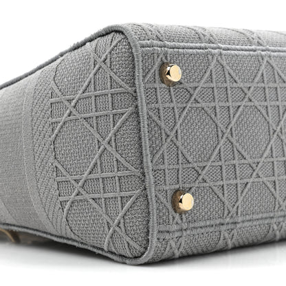 Christian Dior CHRISTIAN DIOR Canvas Embroidered Cannage Medium Lady D-Lite Gray 8 of 12