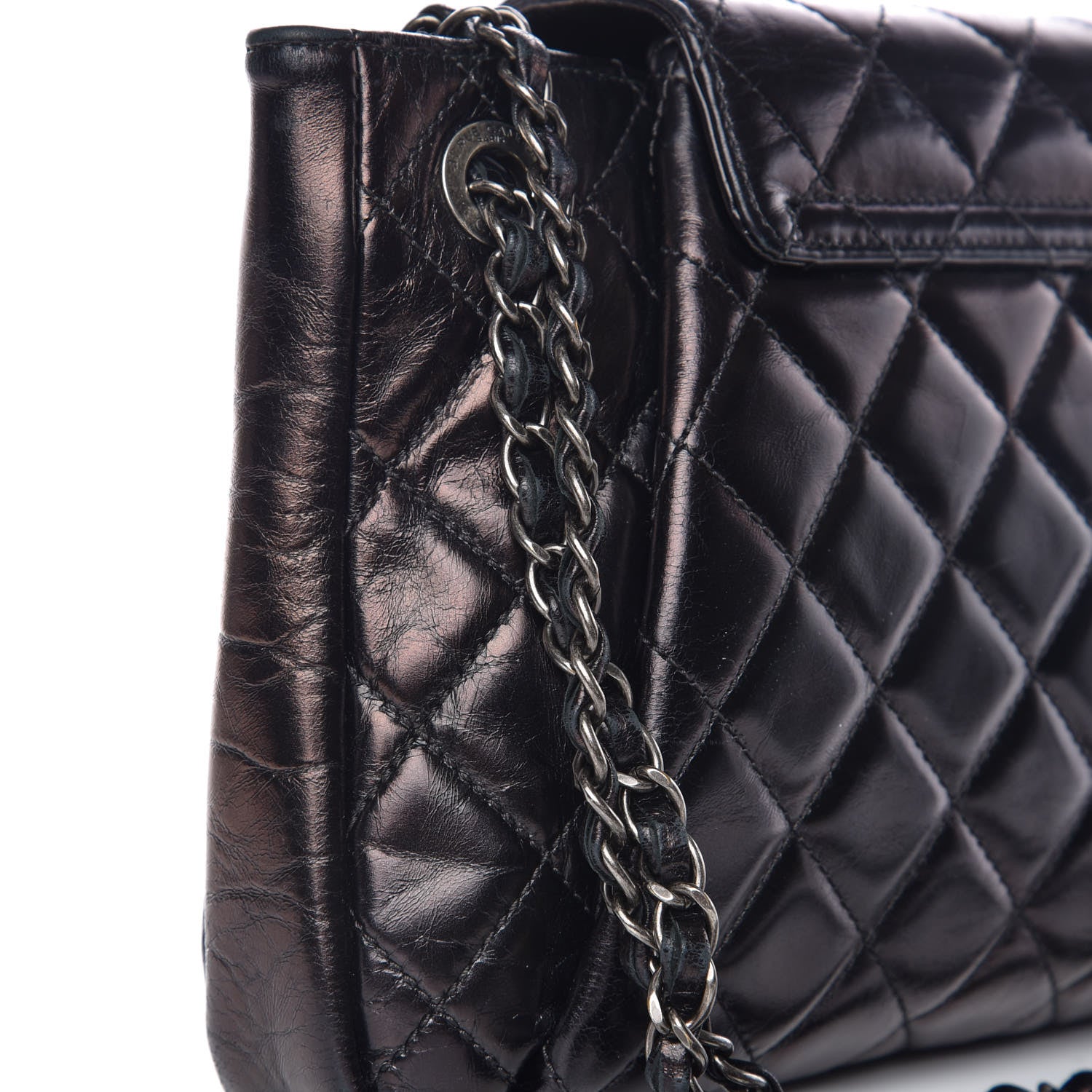 Chanel Glazed Calfskin Quilted Accordion Flap Black 12 of 15