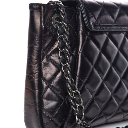 Chanel Glazed Calfskin Quilted Accordion Flap Black 12 of 15