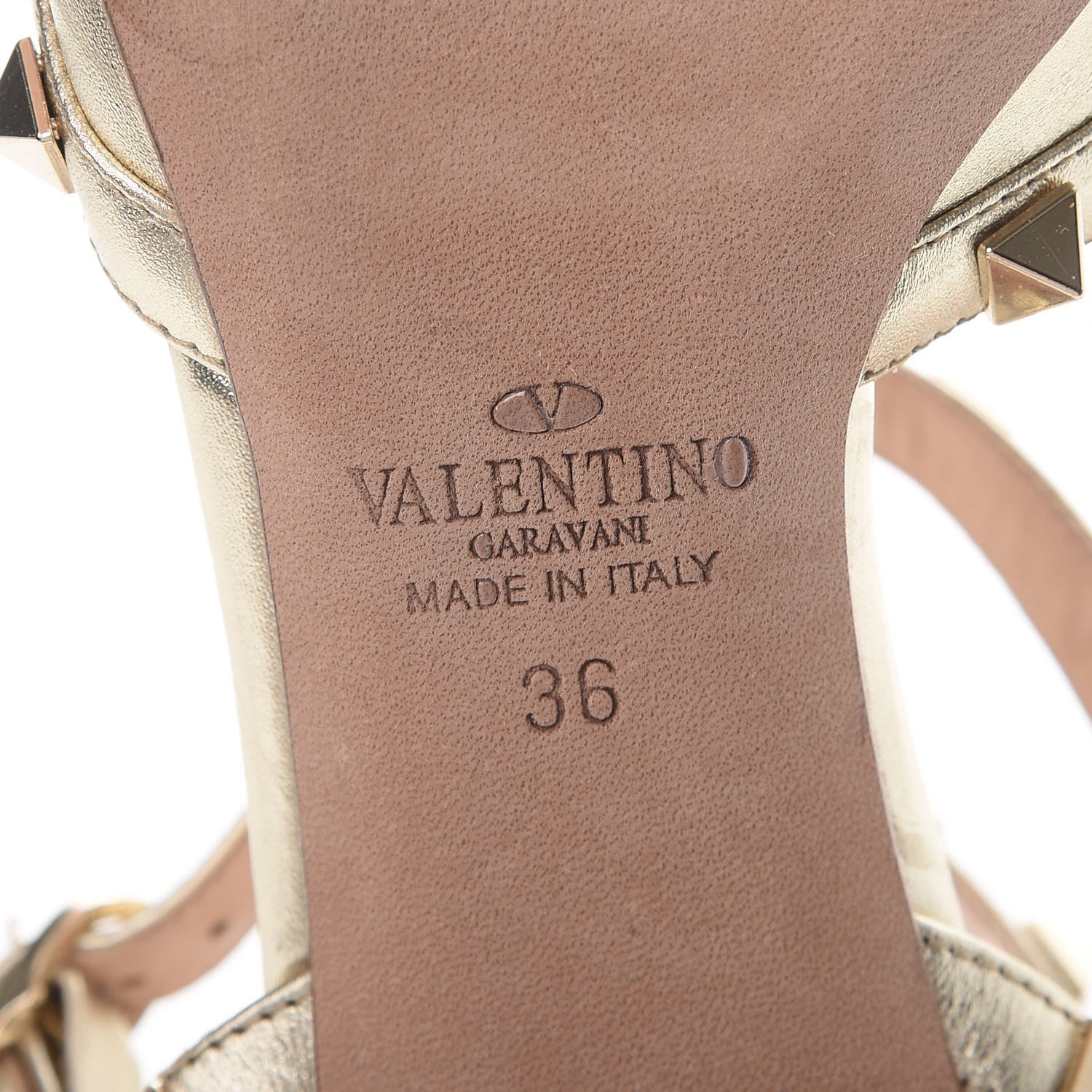 Valentino Garavani Nappa Rockstud Ankle Strap 65mm Pumps 36 Gold 8 of 12