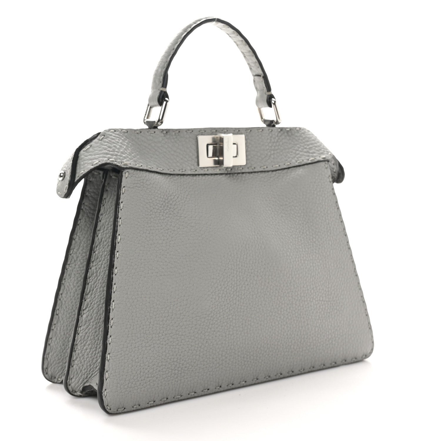 Fendi Cuoio Romano Selleria Bi-Color Small Peekaboo I SEE U Satchel Ghiaccio Asfalto 3 of 9
