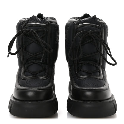 Gucci Nylon Calfskin GG Matelasse Lace Up Platform Ankle Boots 37 Black 3 of 8
