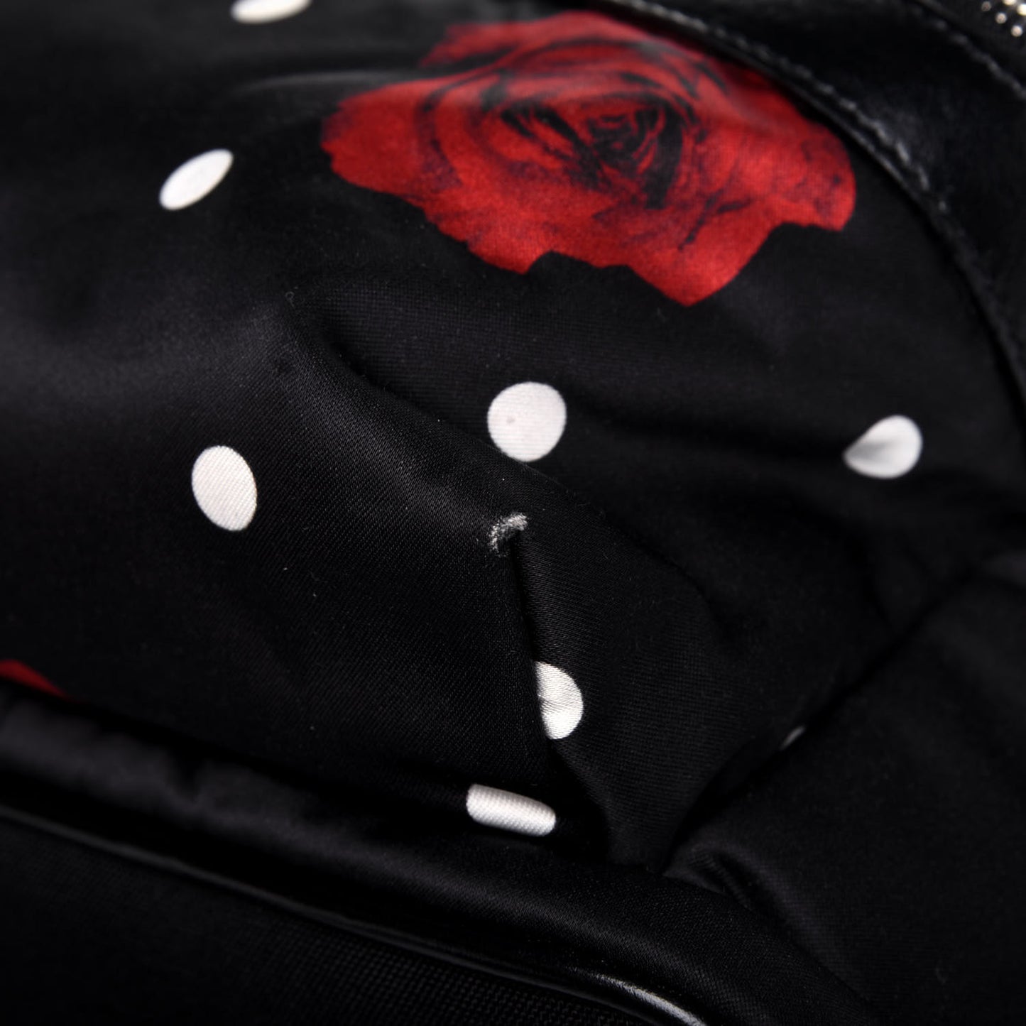 Satin Rose Print Mini City Backpack Black
