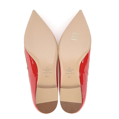 Valentino Garavani Patent Nappa Rockstud Ballerina Flats 39.5 Rosso Valentino Poudre 5 of 9