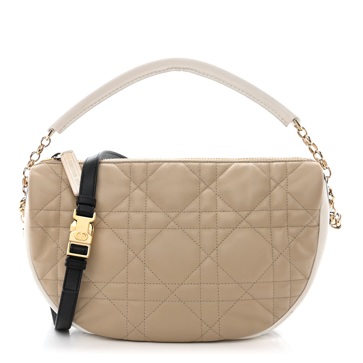 Christian Dior Lambskin Cannage Medium Dior Vibe Hobo Bag Beige 1 of 12