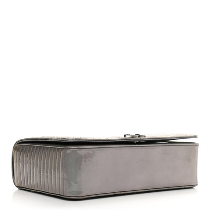 Chanel Metallic Patent Quilted Medium Coco Boy Flap Dark Silver 4 of 11