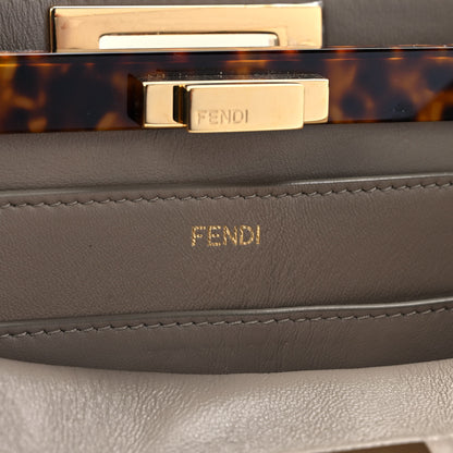 Fendi Vitello Seta Shiny Nappa Plexiglass Medium Peekaboo I SEE U Satchel Tortora 10 of 15