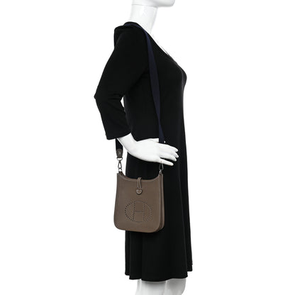 Hermes Taurillon Clemence Amazone Evelyne TPM Etoupe Bleu Indigo 2 of 11