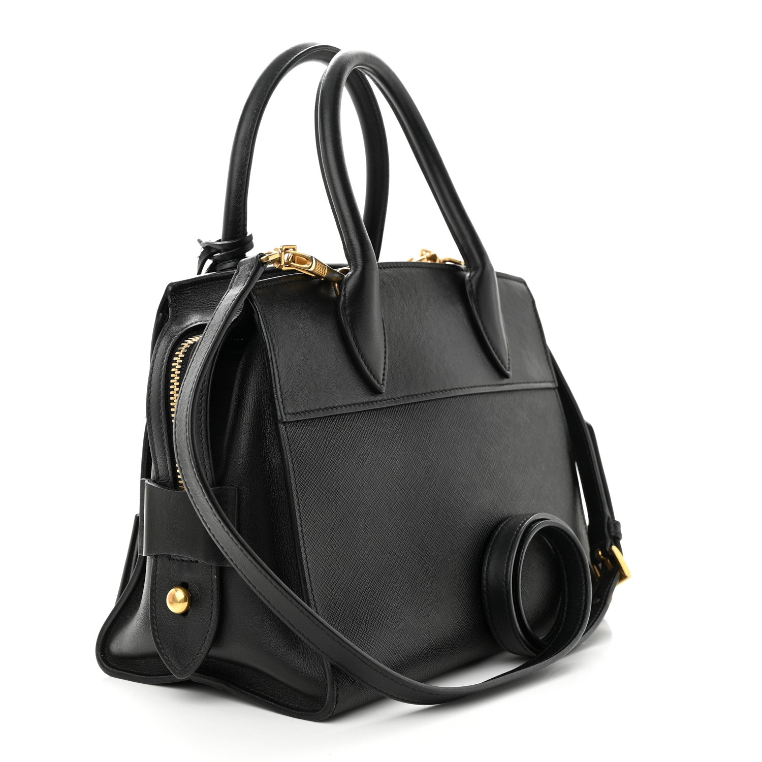 Prada Saffiano City Calfskin Small Esplanade Tote Black 3 of 9