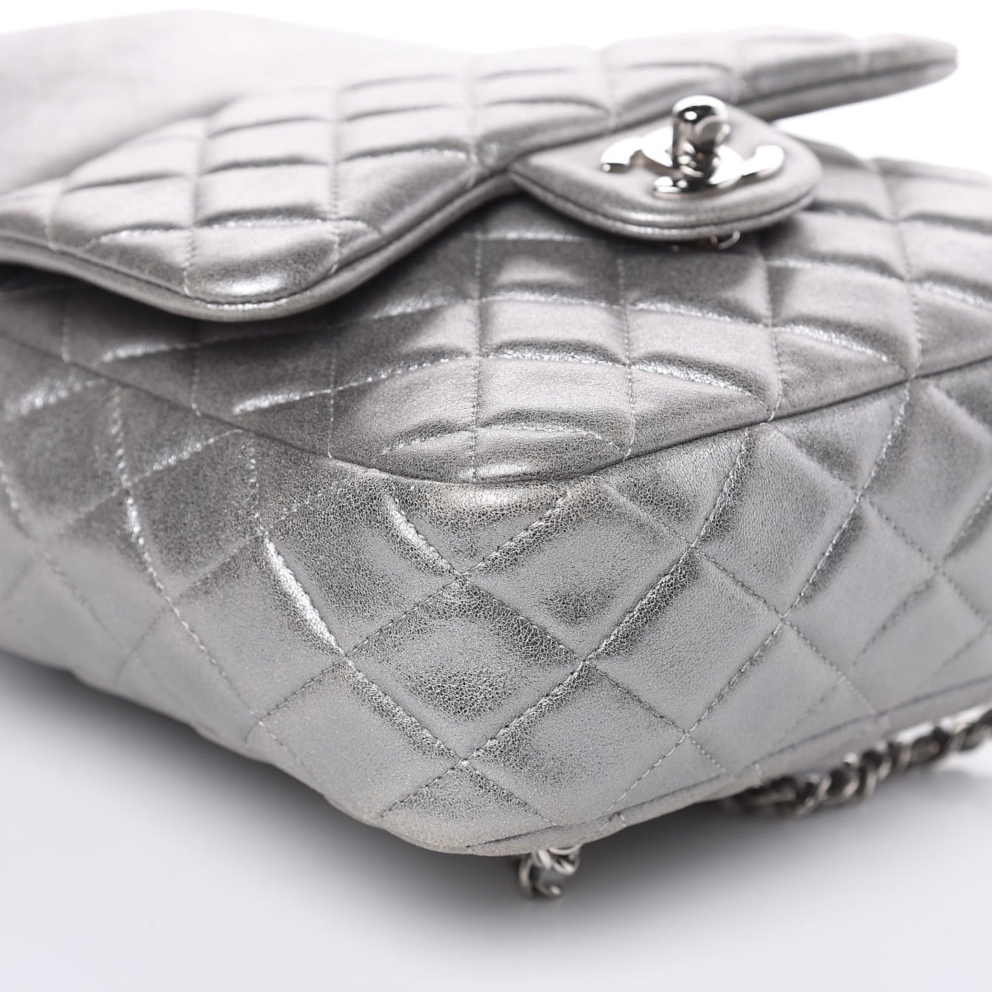 Metallic Lambskin Quilted Small In Seoul Backpack Silver